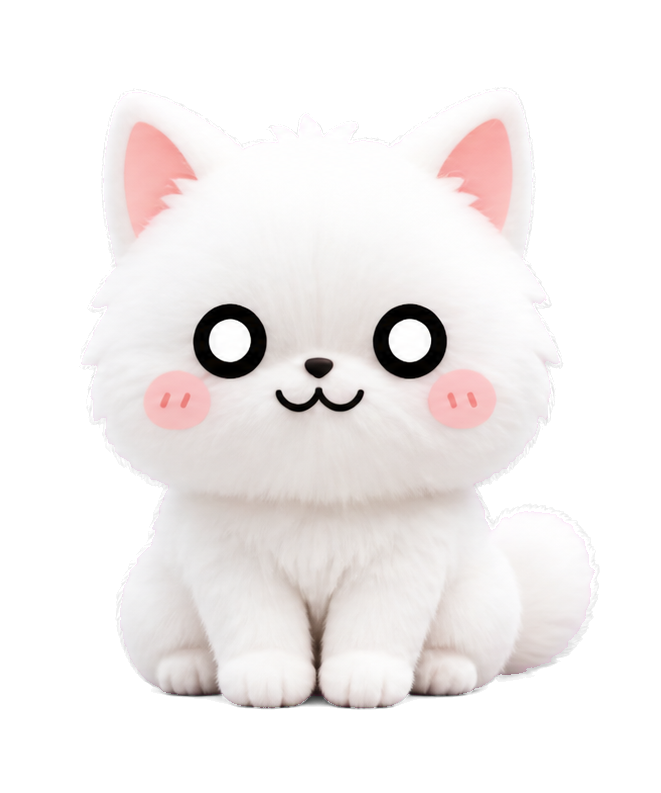 A white cat in 3D style
