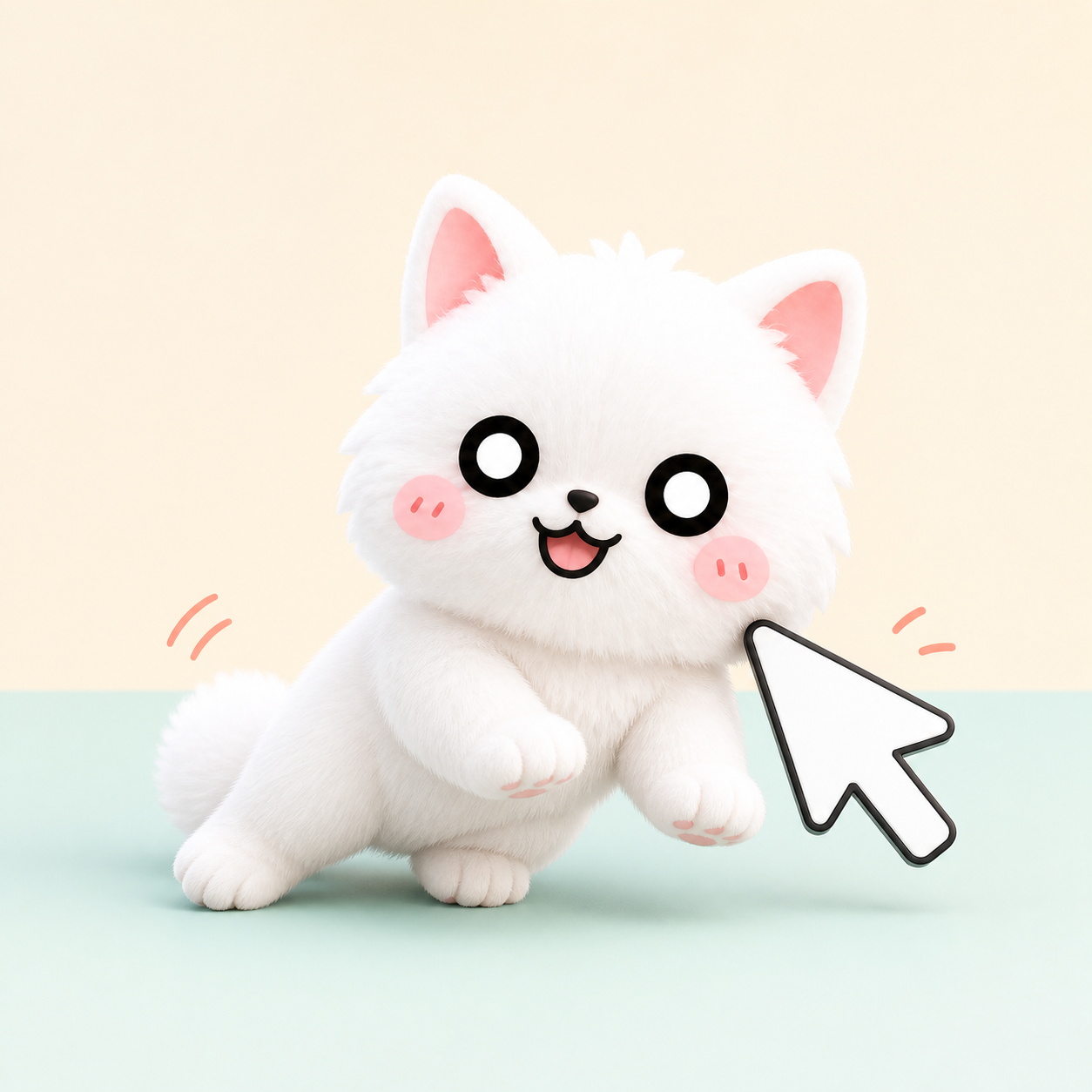 拖拽白色桌宠的交互动作