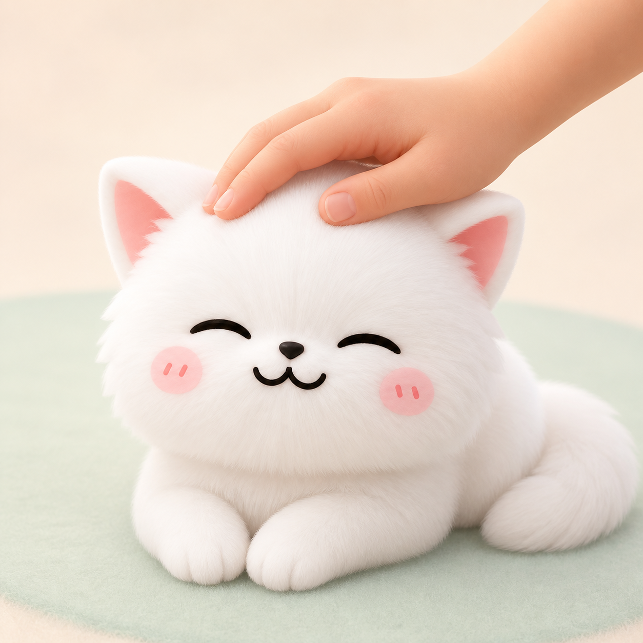抚摸白色桌宠的交互动作
