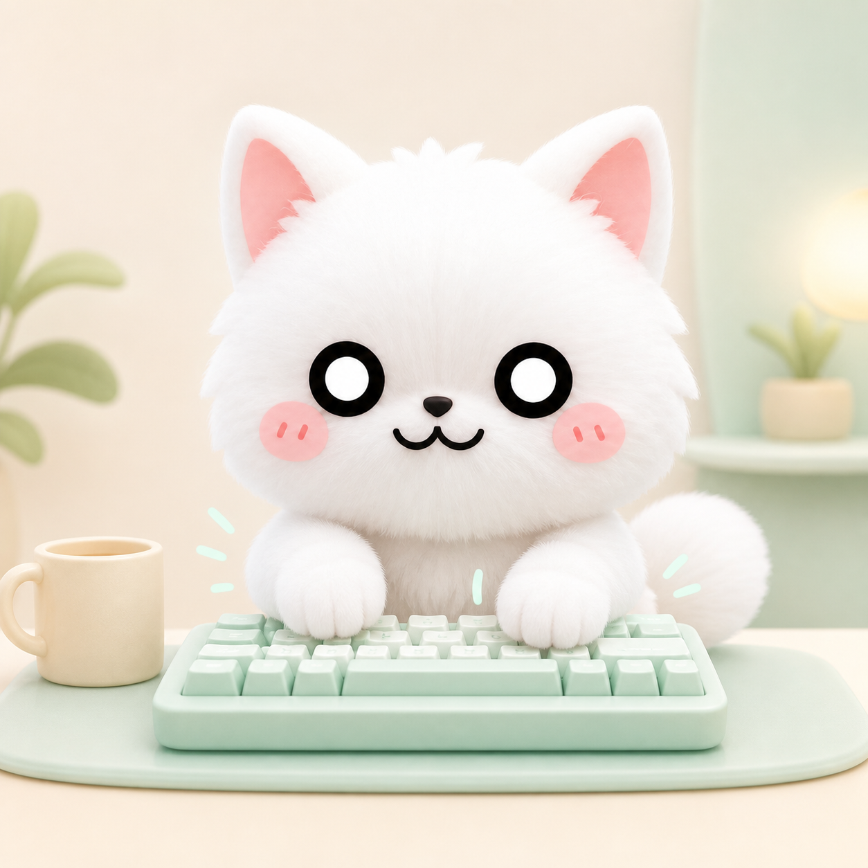 白色桌宠打字动作