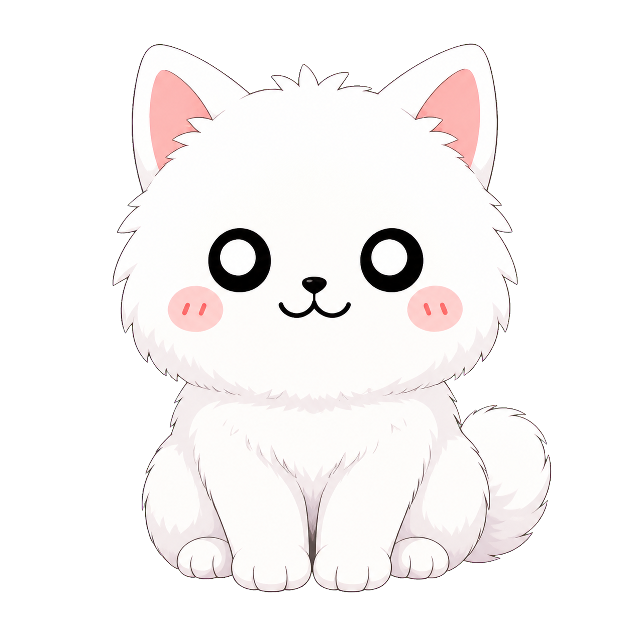 A white cat in anime style