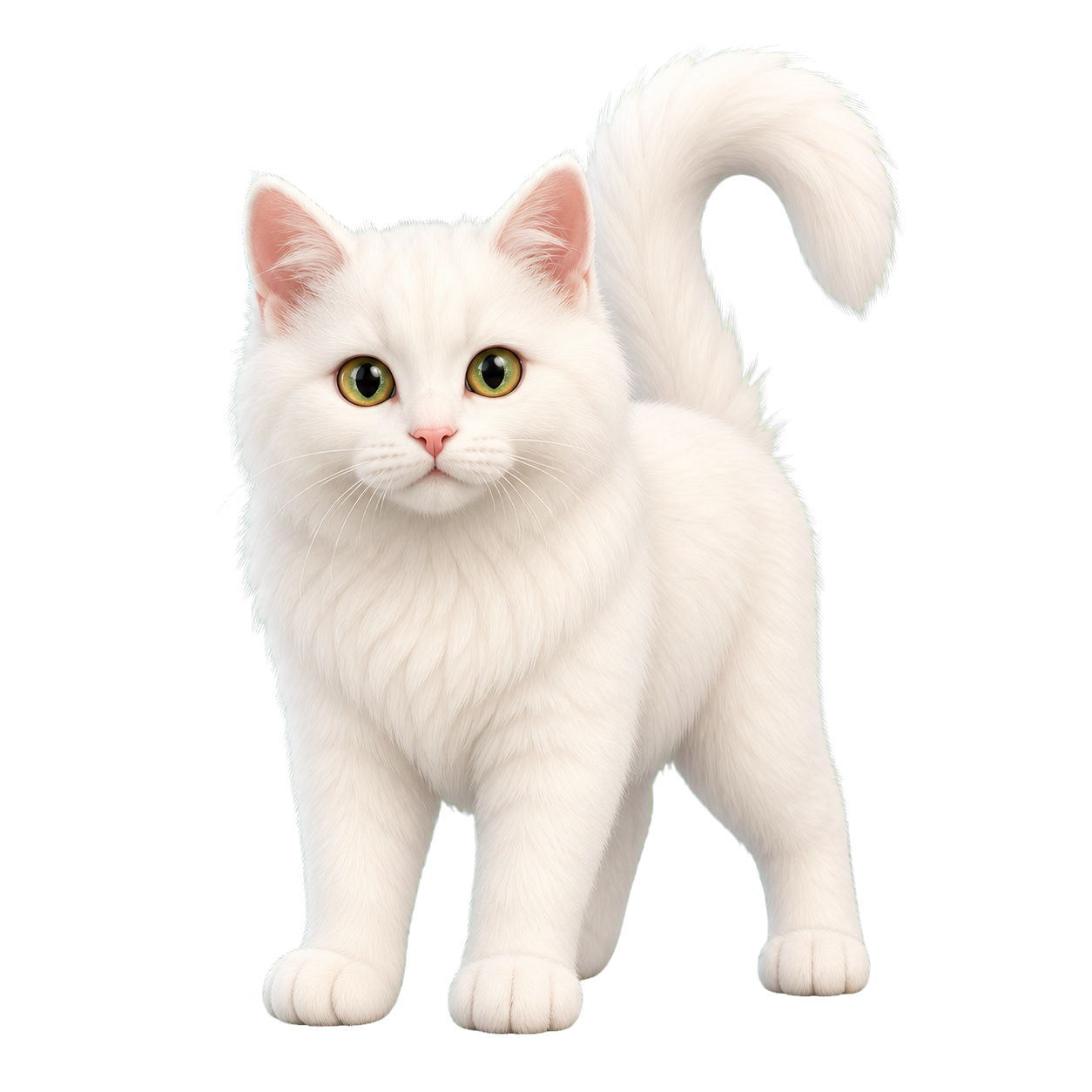 A 3D white cat Goober generated from the uploaded photo